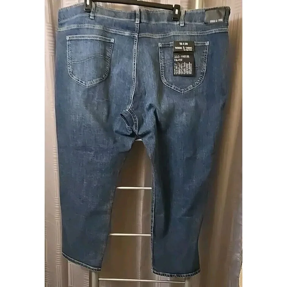 NWT Indigo & Chino Men's Eco-Vogue Denim Blue Jeans Size 52 x 28‎